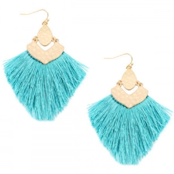 SALE PRICE | Turquoise Fringe Drop Earrings - Picture 1 of 2